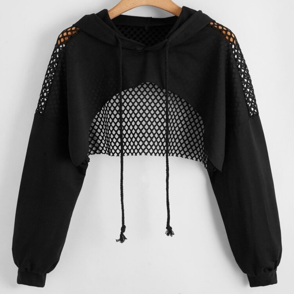 NWT Fishnet Mesh Drawstring Crop